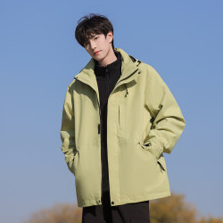JEEP SPIRIT 吉普冲锋衣男三合一户外登山夹克男女款防风保暖两件外套 果青绿 L