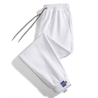 JEEP SPIRIT吉普休闲裤子男秋季运动束脚宽松透气青年长裤 灰色+白色 L (105-120斤)