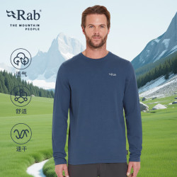 Rab Basecamp 3 Peaks圆领透气舒适打底衫长袖T恤男 QCC-11 黑灰色BEL S