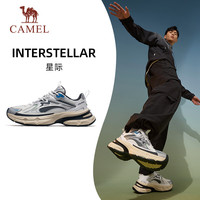CAMEL骆驼[星际]老爹男鞋厚底增高透气运动休闲鞋子 X14C097643，白/银，男 44