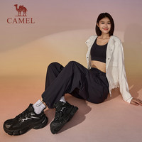 CAMEL骆驼[星际]老爹男鞋厚底增高透气运动休闲鞋子 X24C097638，黑/银色，女 42