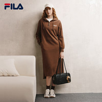 FILA 斐乐连衣裙2025年秋季长款连帽打底卫衣长裙子 黄沙褐-BN 170/88A/L