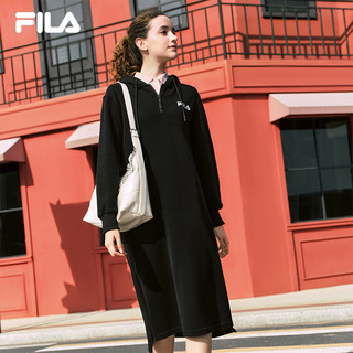 FILA 斐乐连衣裙2025年秋季长款连帽打底卫衣长裙子