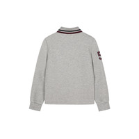 暇步士（Hush Puppies）童装儿童男童2025秋季t恤简约经典休闲百搭数字长袖polo衫 花灰 130 cm