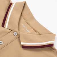 暇步士(Hush Puppies)童装儿童男童2025秋季t恤简约经典休闲百搭数字长袖polo衫 暖卡其 120 cm