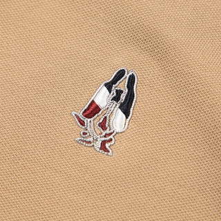 暇步士（Hush Puppies）童装儿童男童2025秋季t恤简约经典休闲百搭数字长袖polo衫 暖卡其 130 cm