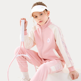 迪士尼女童运动套装儿童秋装2025中大童休闲外套裤子洋气两件套童装 紫色 LTZ20236 140