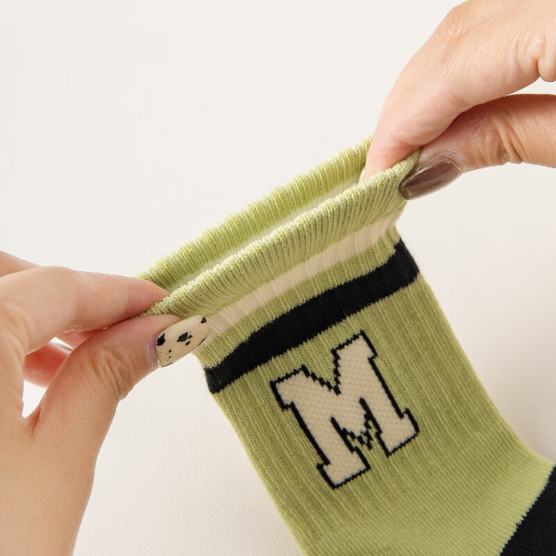 卡拉美拉（Caramella）儿童袜男童女童秋冬季棉袜亲肤透气中筒袜休闲舒适小中大童袜子 男童字母款5色 5双 1-3岁 (S)