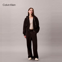 Calvin KleinJeans25秋季女士ck宽松抓绒提花织带连帽开衫卫衣47D284G UB1-太空黑 L