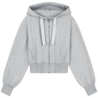 Calvin KleinJeans25秋季女士ck宽松抓绒提花织带连帽开衫卫衣47D284G P77-椰青灰 M