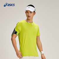 ASICS 亚瑟士 运动T恤男子跑步短袖透气舒适运动上衣  柠绿色