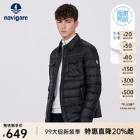 navigare 纳维凯尔 意大利小帆船短款羽绒服男冬季轻便翻领外套防水鸭绒防寒服 黑 L /50