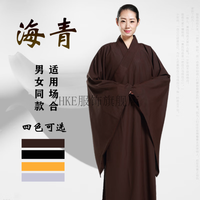 ZKHE海青居士服女男色黑色黄色夏季禅修服长衫海清服大褂短套长袍 普通麻纱| 均码