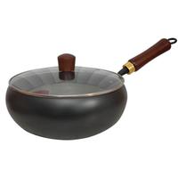 烹帝郭涛大肚铁锅家用炒菜不粘锅燃气灶电磁炉老式章丘锅具汤锅 镜面大肚锅【玻璃锅盖+铁铲】 28cm 免费开锅【不粘锅不生锈】