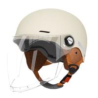 天骑头盔 电动车3c认证新国标A类冬季防冻保暖男女四季通用电瓶车帽 米白