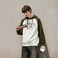 森马史努比系列连帽卫衣男美式复古运动风上衣撞色插肩袖秋装 灰蓝色调00328 185/104B/XXXL