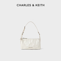 CHARLES & KEITH CHARLES&KEITH24夏新品褶皱油蜡皮斜挎气质小方包手提包腋下包CK2-80160183