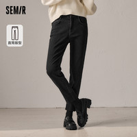 森柔牛仔|森马牛仔裤女翻边小直筒裤九分裤 30