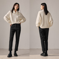 森柔牛仔|森马牛仔裤女翻边小直筒裤九分裤 32