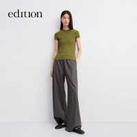 edition西裤女2025秋季松紧腰抽绳桑蚕丝羊毛休闲垂感裤子 霜冻灰色 S