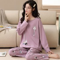 香蜜闺秀GOSO家居服女秋季舒适亲肤居家女士秋款睡衣套装 2333008紫色 M