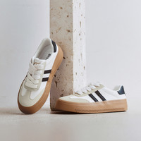 百思图春夏季时尚复古运动德训鞋厚底女休闲鞋V0029CM3 米棕VCB31AM4 39