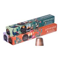 OPRESSO系列Nespresso咖啡胶囊兼容咖啡机意式美式浓缩焦糖黑咖啡 榛子+特浓+长杯各2盒60颗