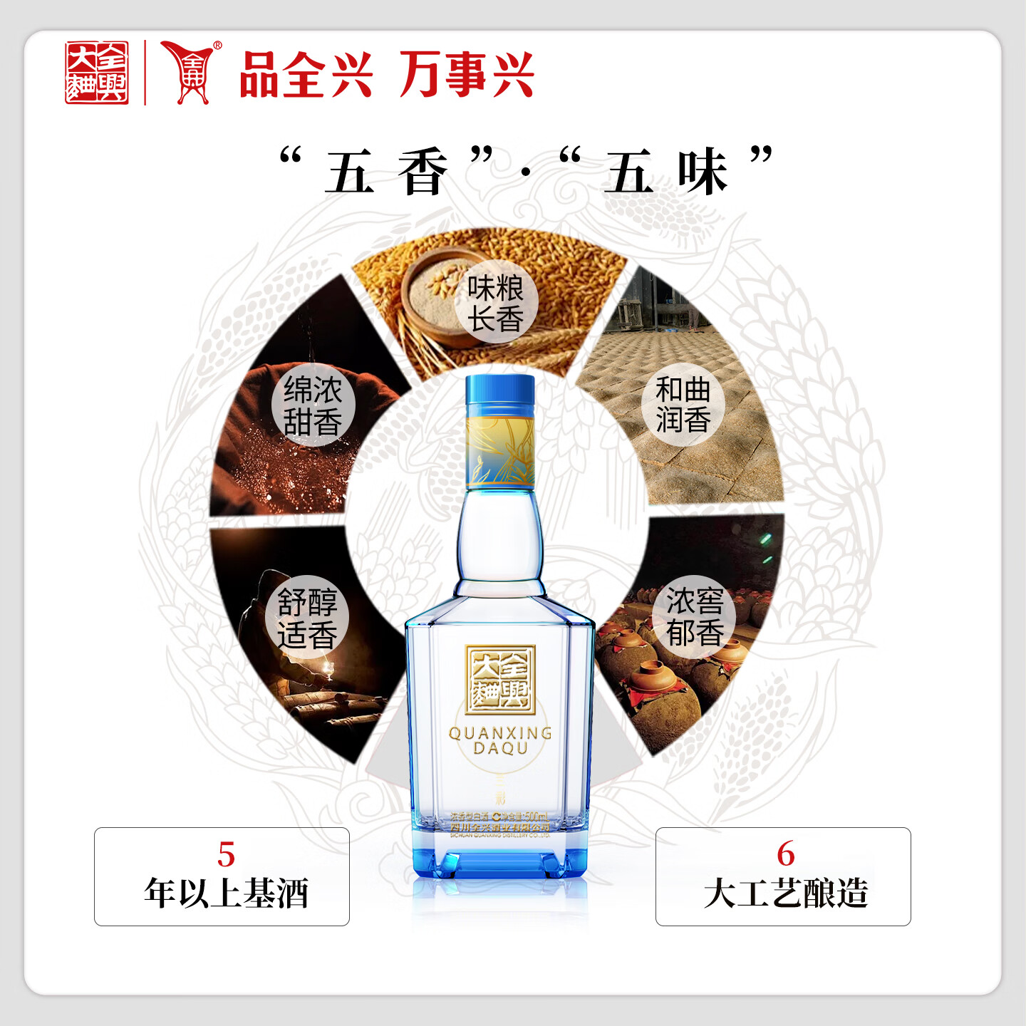 全兴大曲 兰彩 42度 500mL 浓香型白酒