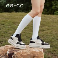 GGCC复古做旧厚底黑白熊猫板鞋女2025秋季增高时尚休闲鞋子女 黑色 36