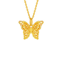 老庙黄金足金蝶恋蝴蝶挂坠5D精致立体时尚悦己潮流百搭