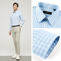 【格纹DP免烫】雅戈尔春秋商务休闲修身通勤长袖衬衫男 灰色 46