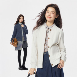 佐丹奴 摇粒绒棒球服女装秋冬休闲夹克棒球领抓绒外套13375784
