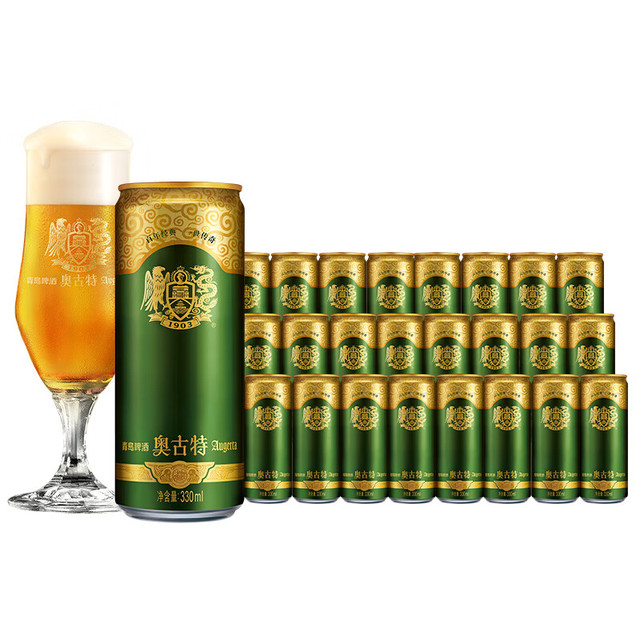 TSINGTAO 青岛啤酒 精酿奥古特高端系列12°P330mL*24罐 赠白啤330ml*6罐