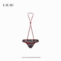 LILIU 纯欲风性感诱惑挂脖内裤女2025蕾丝边低腰裤女士三角裤