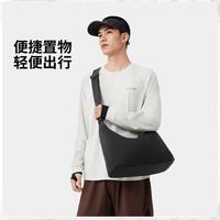 李宁 斜挎包男女同款运动生活系列运动包男包女包简约通勤包 黑色