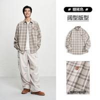 PEACEBIRD 太平鸟 男装 潮流美式格纹长袖宽松衬衫男B2CHF4127