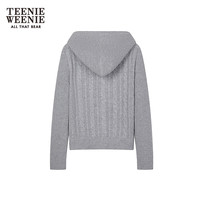 Teenie Weenie小熊女毛针织衫2025秋季休闲宽松连帽开衫 B-中灰色 S