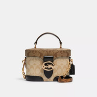 COACH 蔻驰 女包女士盒子包化妆包单肩斜挎手提包水桶包 卡其色5504IMRKY