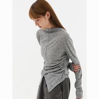 百亿补贴：哭喊中心 CryingCenter 女士长袖上衣 花灰色波点收腰抽褶燕尾摆