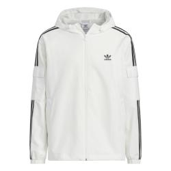 adidas 经典三条纹运动连帽夹克外套男女秋季阿迪达斯三叶草 亮白   S
