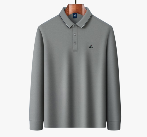 PLUS会员：富铤 FORTEI 含桑蚕丝 男士长袖T恤POLO衫