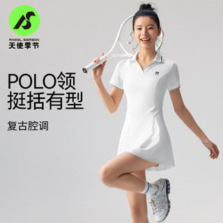天使季节速干网球裙连衣裙2025防晒羽毛球服女运动棒球裙套装 复古蓝 M(成人）