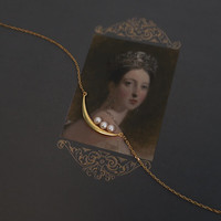 洛梵欣饰小清新微笑珍珠项链小众设计感轻奢锁骨链法式气质个性 金色