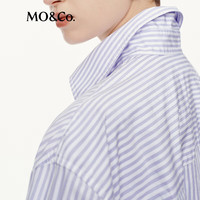 MO&Co.衬衫2025秋M LOGO爱心刺绣长绒棉紫白条纹宽松MBE3SHT002 白底紫条 XS /155