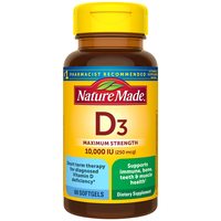 Nature Made 维生素D3软胶囊10000IU膳食补充剂每天一粒60粒