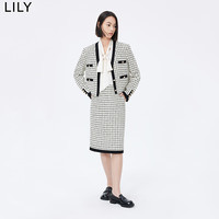 LILY 秋女装优雅小香风显瘦包臀裙高腰半身裙 604米白 S