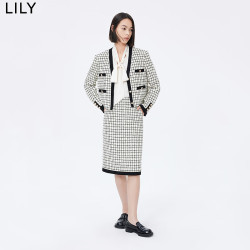 LILY 秋女装优雅小香风显瘦包臀裙高腰半身裙 604米白 S