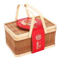 稻香村 月饼礼盒枣泥豆沙蛋黄莲蓉五仁多口味中秋月饼 福满稻香600g单层竹篮