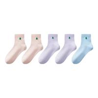 松山棉店【小松运动袜】春夏女中筒-蓝色2紫色2粉色35-39 均码 （女士35-40码）