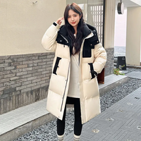 拉夏贝尔(La Chapelle)加厚冬季羽绒服中长款男女同款拼色连帽保暖90白鸭绒户外羽绒外套 经典百搭【热卖色】 建议110-135斤